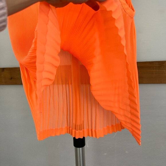 Ted Baker Dantea Orange Pleated Plisse Pleated Collar Sleeveless Blouse Sz 1 US4 - Picture 5 of 15